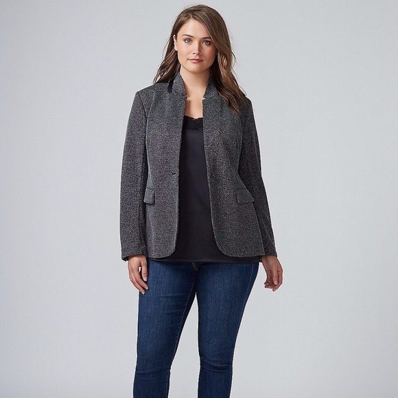 Lane Bryant Jackets & Blazers - THE BRYANT BLAZER GRAY BLACK TEXTURED DOT JACKET